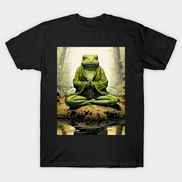 Japanese Toad: Toads and Frogs in Japanese Folklore on a Dark Background T-Shirt by Puff Sumo